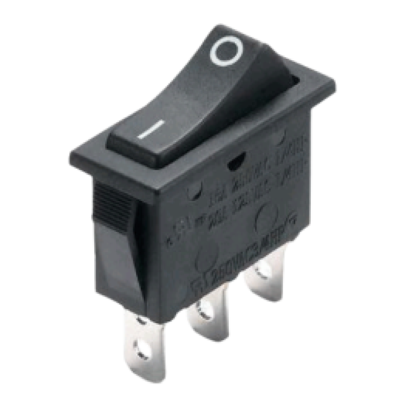 KCD3 15A 3-Pin SPDT Black Rocker Switch